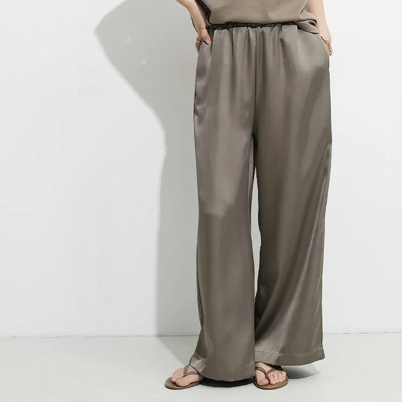 Summer Draped Casual Pants Women Small High Grade Lazy Solid Color Loose Trousers Wide Leg Pants