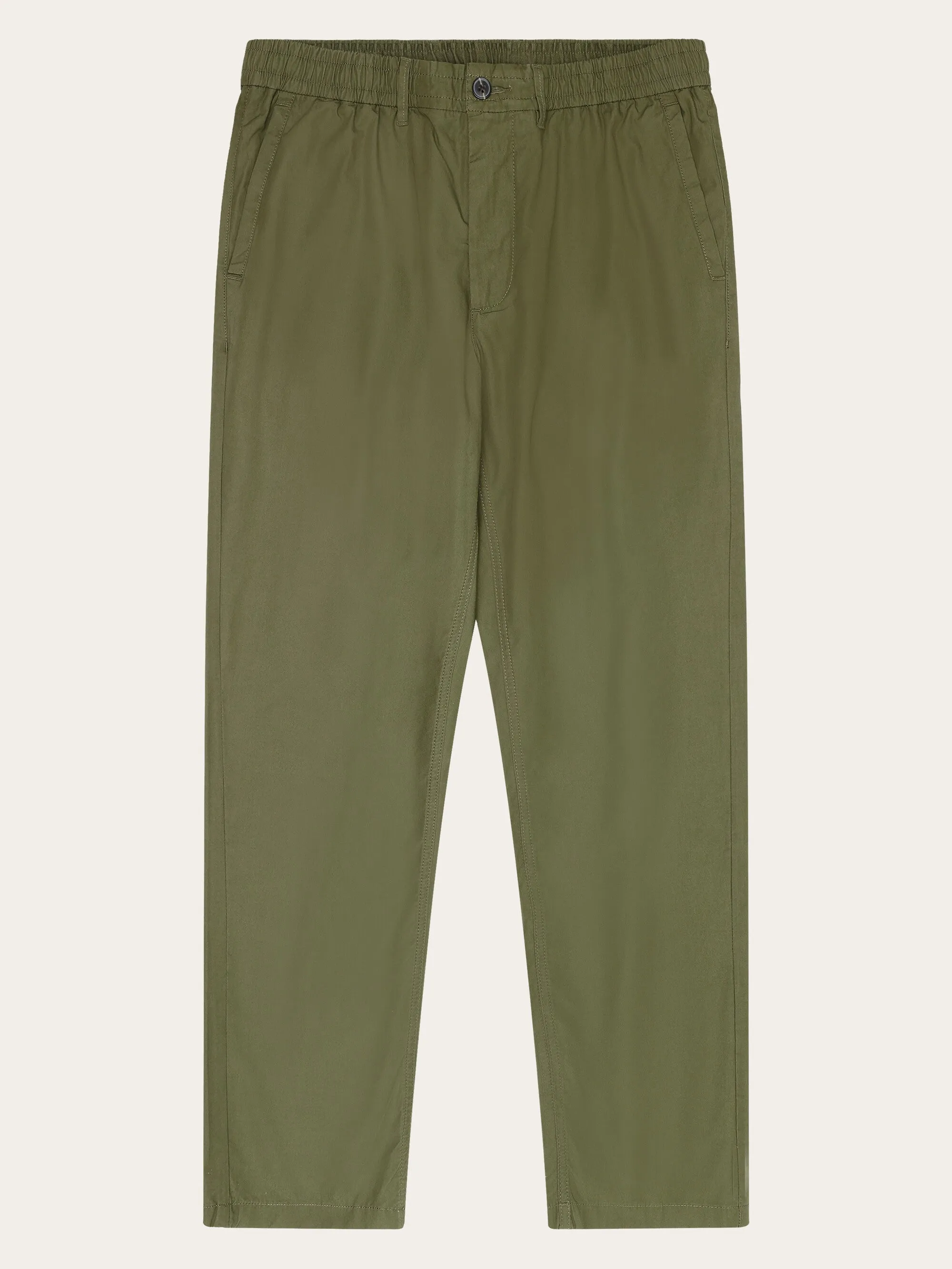 TIM tapered poplin elastic waist string pants - GOTS/Vegan - Burned Olive