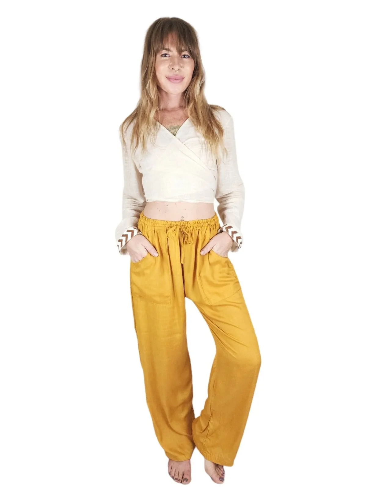 Turmeric Rayon Cotton Trousers