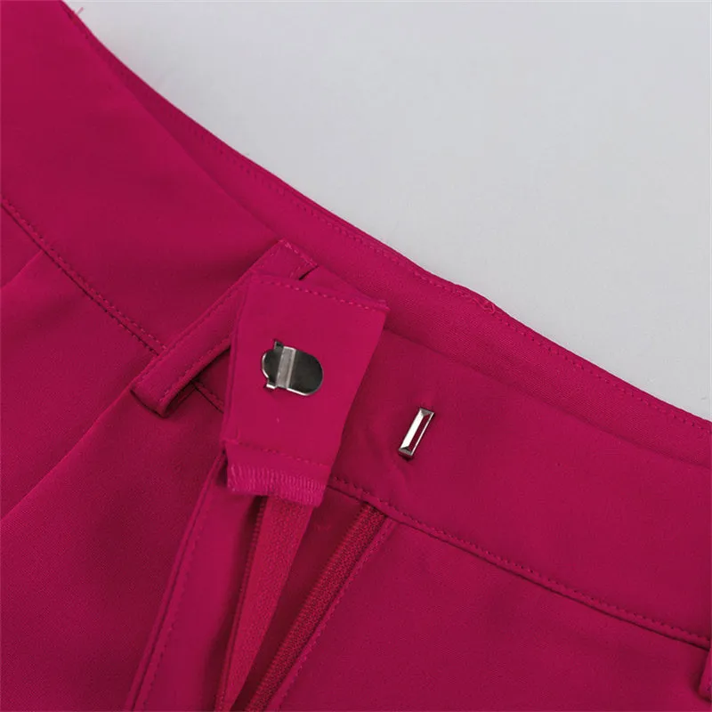 Wjczt Rose Red Loose High Waist Wide Leg Women 2022 Spring Autumn Casual Solid Straight Office Long Pants Female Trousers