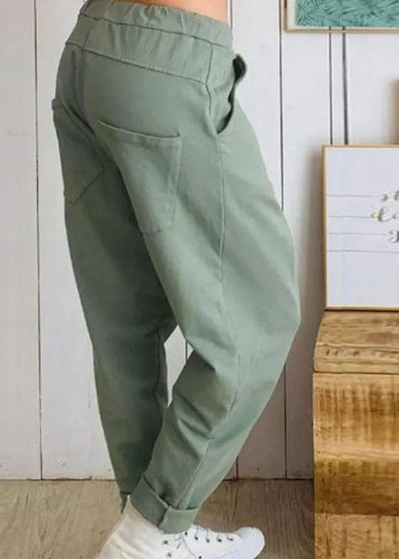 Women Casual Loose Elastic Waist Harem Trousers Long Solid Pants