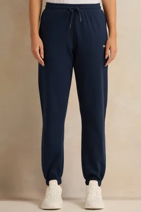 Women Navy Elasticated Active  Pant