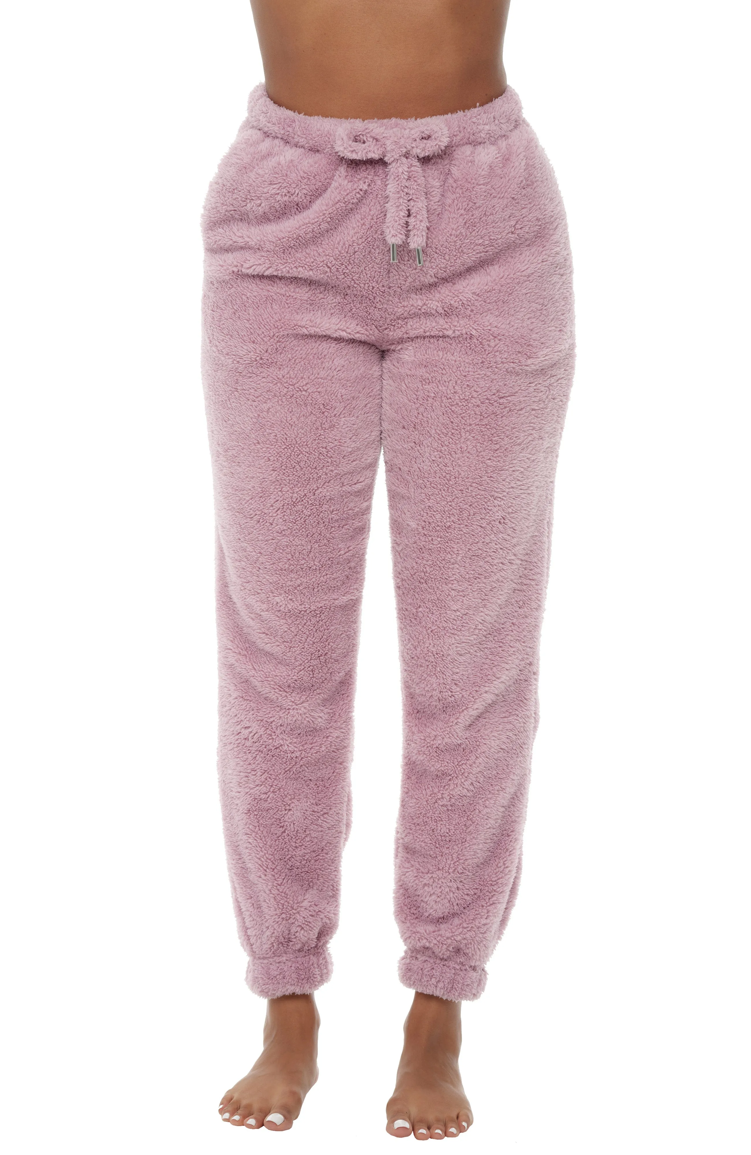 Women's Sherpa Fleece Joggers Sweatpants with Drawstring, Sleep Pants with Pockets